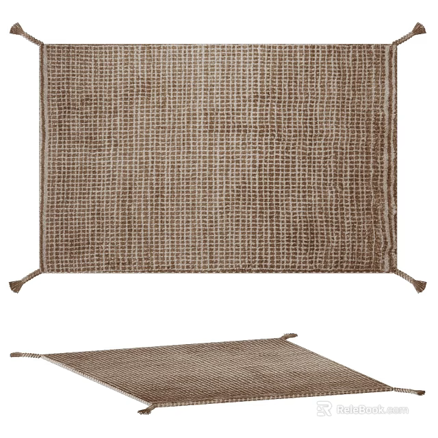 Textured Woven Square Rug With Brown Burlap Material And Neutral Design Texture 3d model