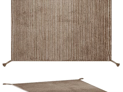 Textured Woven Square Rug With Brown Burlap Material And Neutral Design Texture 3d model