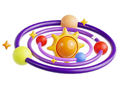 Colorful Decorative Ornament Set With Purple Circular Track Sun Center And Star Decorations 3d model