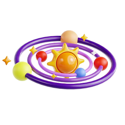 Colorful Decorative Ornament Set With Purple Circular Track Sun Center And Star Decorations 3d model