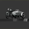 Classic Light Colored Motorcycle With Sidecar On Textured Display Stand 3d model