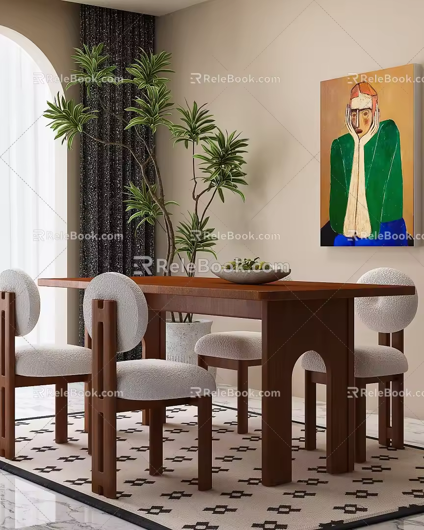 Modern Middle Ancient Dining Table and Chair Dining Table and Chair Modern Dining Table and Chair 3d model