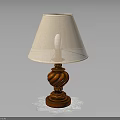 Classic Wooden Table Lamp With Spiral Base Beige Lampshade And Lace Doily