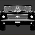 Classic Black Muscle Car With Transparent Roof And Smooth Shiny Reflective Body