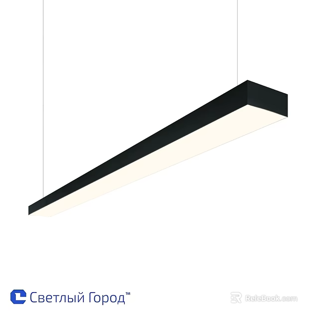 Modern Long Rectangular Pendant Light With Black Frame And White Light 3d model 