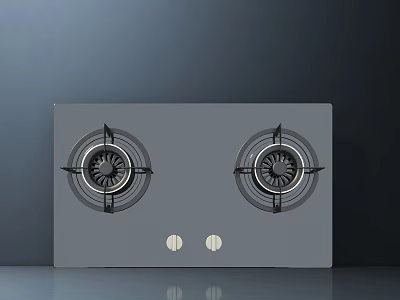 Modern Kitchen Gas Stove Appliance With Double Burners And Glass Top 3d model