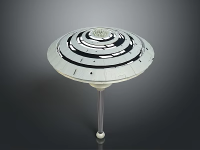 Disc Shaped Circular Structure With Central Pillar And Concentric Rings 3d model