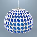 Modern Spherical Chandelier With White Frame And Blue Glossy Oval Decorative Patterns 3d model