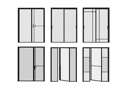 Modern Subdoor Simple Glass Door Moving Door Combination 3d model