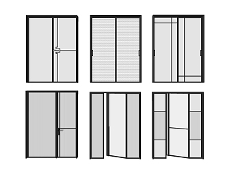 Modern Subdoor Simple Glass Door Moving Door Combination 3d model