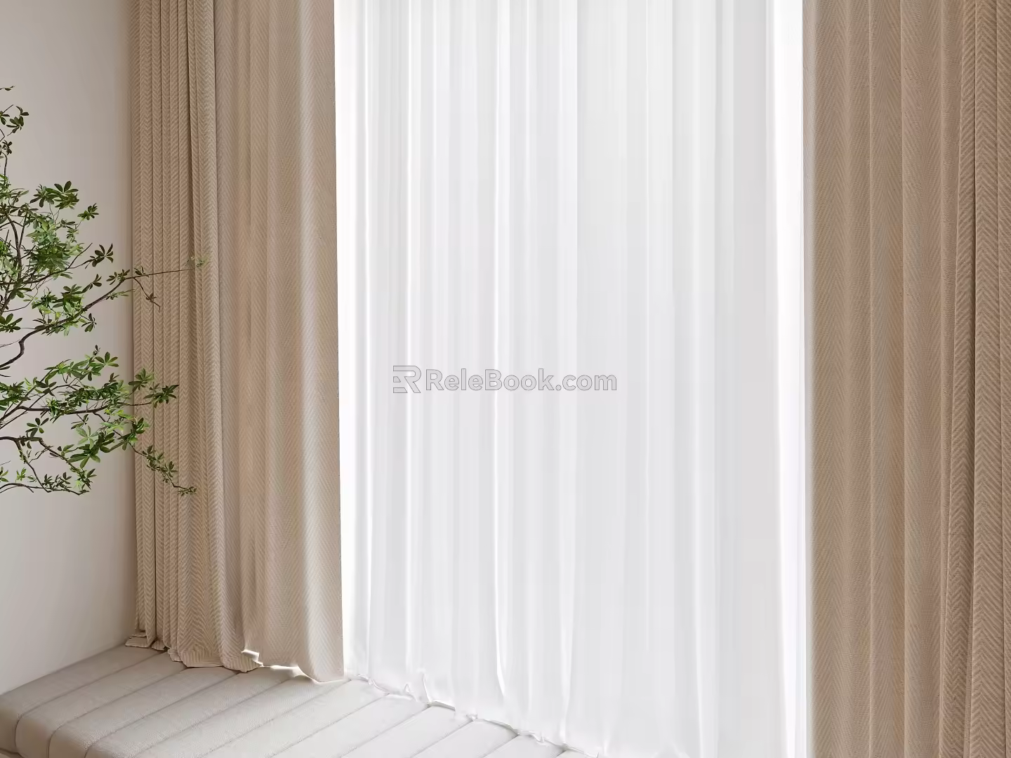 Modern Curtain Window Screen 3d model