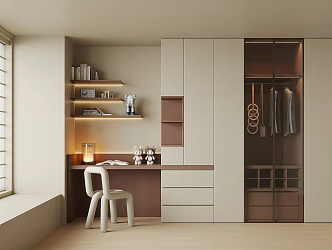 Modern desk integrated wardrobe 3d model