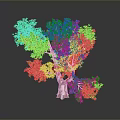 Healthy Green Tree With Lush Foliage And Brown Trunk On Dark Background