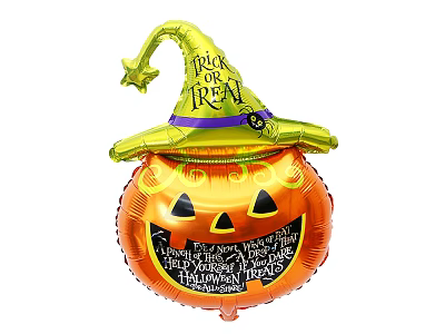 Halloween Festive Balloon With Pumpkin Shape And Golden Witch Hat 3d model