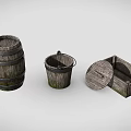 Agricultural Equipment Rustic Wooden Barrel Bucket and Box for Farming Storage