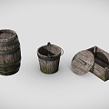 Vintage Medieval Wooden Barrel Wine Barrel Wooden Case 3d model