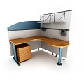 L Shaped Office Desk With Wooden Top Drawer Cabinet And Shelf Organizer