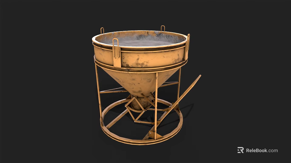 Industrial Equipment Metal Conical Container With Wheel Base And Support Frame 3d model 