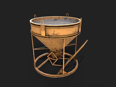 Industrial Equipment Metal Conical Container With Wheel Base And Support Frame 3d model