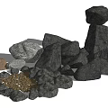 Assorted Natural Stones and Wooden Pieces with Different Sizes Shapes and Pebbles