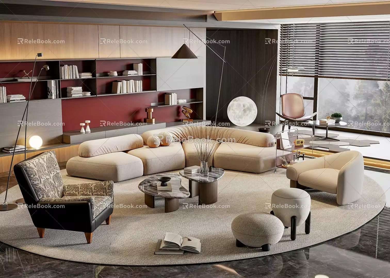Modern sofa coffee table combination 3d model
