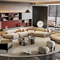 Modern sofa coffee table combination 3d model