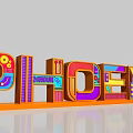 Colorful 3D Commercial Equipment With PHOENIX Letters Gear And Line Decorations Orange Base