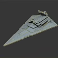 Futuristic Sci Fi Triangular Starship Model Featuring Layered Decks And Top Structures 3d model