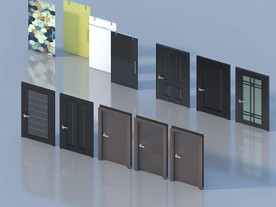 Various Style Swing Doors with Glass Panel and Diverse Color Options for Home Use 3d model