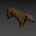 Prehistoric Animal Model With Open Mouth Sharp Teeth Brown Fur And Blue Eyes