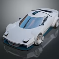 White Sports Car with Sleek Aerodynamic Body Large Alloy Wheels Transparent Windshield Modern Concept Design
