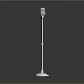 Vintage Silver Microphone with Slender Stand and Round Base Classic Style Professional Audio Gear