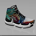 Stylish High Top Sneakers With Colorful Patterned Design And White Sole