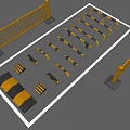 Yellow And Black Road Facilities Including Guardrails Speed Bumps And Barriers