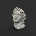 Classical White Marble Human Head Sculpture With Curly Hair Details