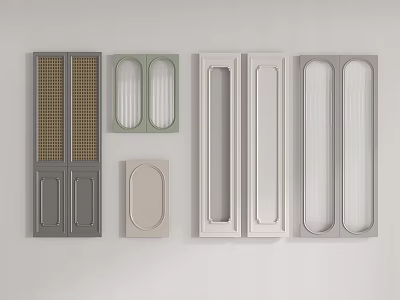 Modern And Classic Wardrobe Doors With Grid Vertical Striped And Oval Panel Designs 3d model