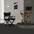 Modern Black and Wooden Dining Chairs with Cross-Legged Design in Minimalist Grey Interior Space