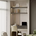 Modern Living Room With Dark Green Sofa And Arched Bookshelves