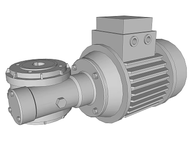 Heavy Duty Industrial Gear Motor With Flange Connection And Cooling Fins 3d model