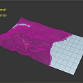 3D Topographic Map Model Showing Detailed Green Terrain And Blue Water Area