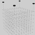 Geometric Chandelier Design with Interconnected Grid Lines and Black Spherical Bulbs