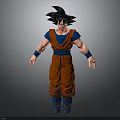 Anime Character Goku 3D Model With Orange Martial Arts Uniform And Spiky Black Hair