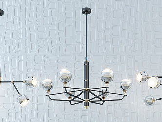 Post-modern chandelier stylish simple metal crystal chandelier combination 3d model