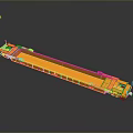 Yellow Long Functional Vehicle Flatbed Trailer with Extended Platform for Transportation 3d model
