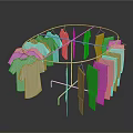 Circular White Clothes Hanger With Hanging White T-shirts On Reflective Surface