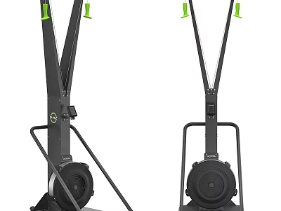 Professional Commercial Rowing Machines Featuring Green Handles And Stable Flywheel Structure 3d model