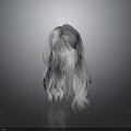 White and Gray Long Curly Layered Wig 3D Model with Realistic Texture 3d model