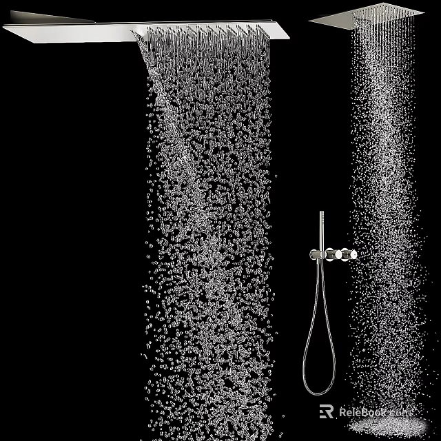 High Pressure Rainfall Shower Head Modern Chrome Design With Powerful Water Flow And Durable Structure 3d model 