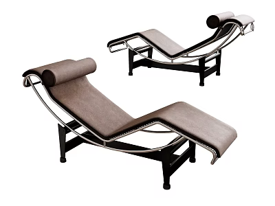 Modern Leather Chaise Lounges With Metal Frame And Black Legs Design 3d model