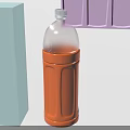 Orange Beverage Bottle With White Cap And Orange Liquid On Smooth Surface
